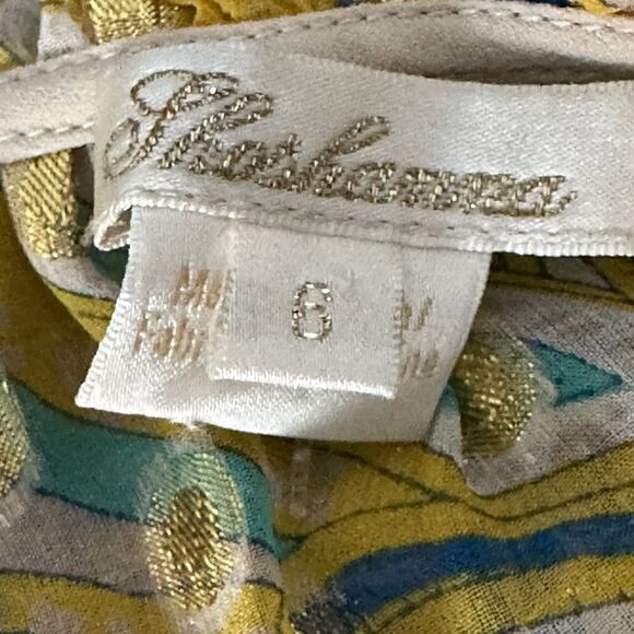 Shoshanna Giada Metallic Dot Floral Silk  Dress | Size 6 - Picture 10 of 12